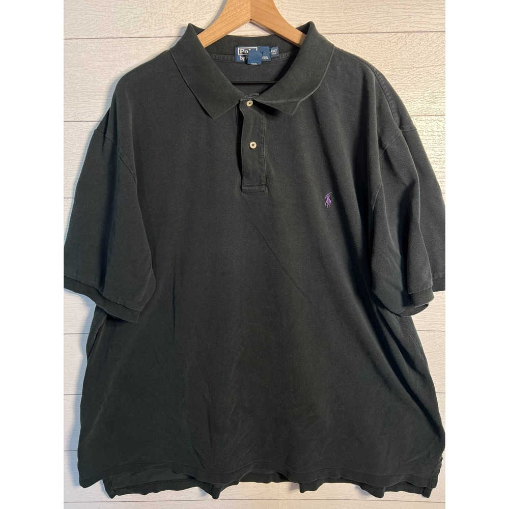 Vintage Polo Ralph Lauren Mens 4XLT Black Purple Pony Shirt Northern Mariana USA